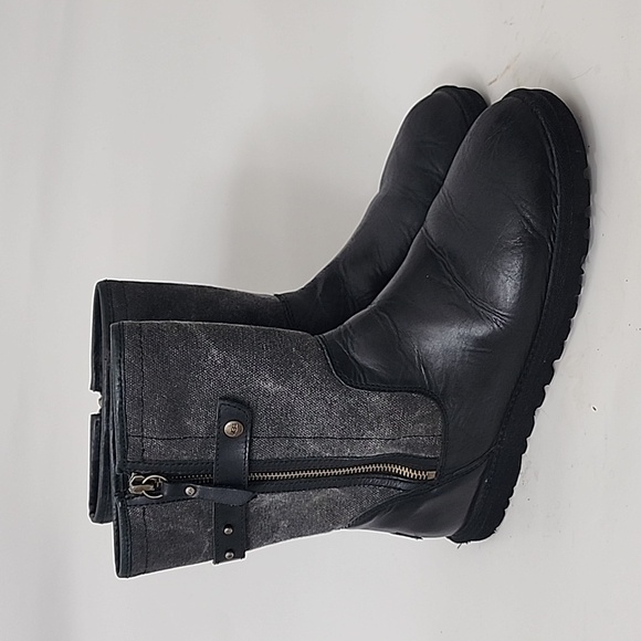 UGG Rosalie canvas & leather Black and Gray boots size 9 - Picture 3 of 12